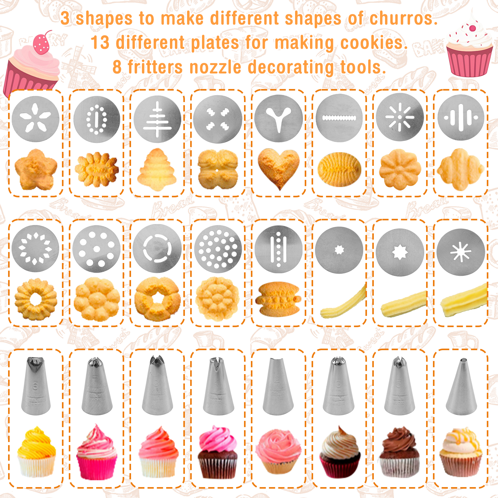 Cookie Press Gun Tips Set Stai - Churros Maker Gun ulasan dan harga